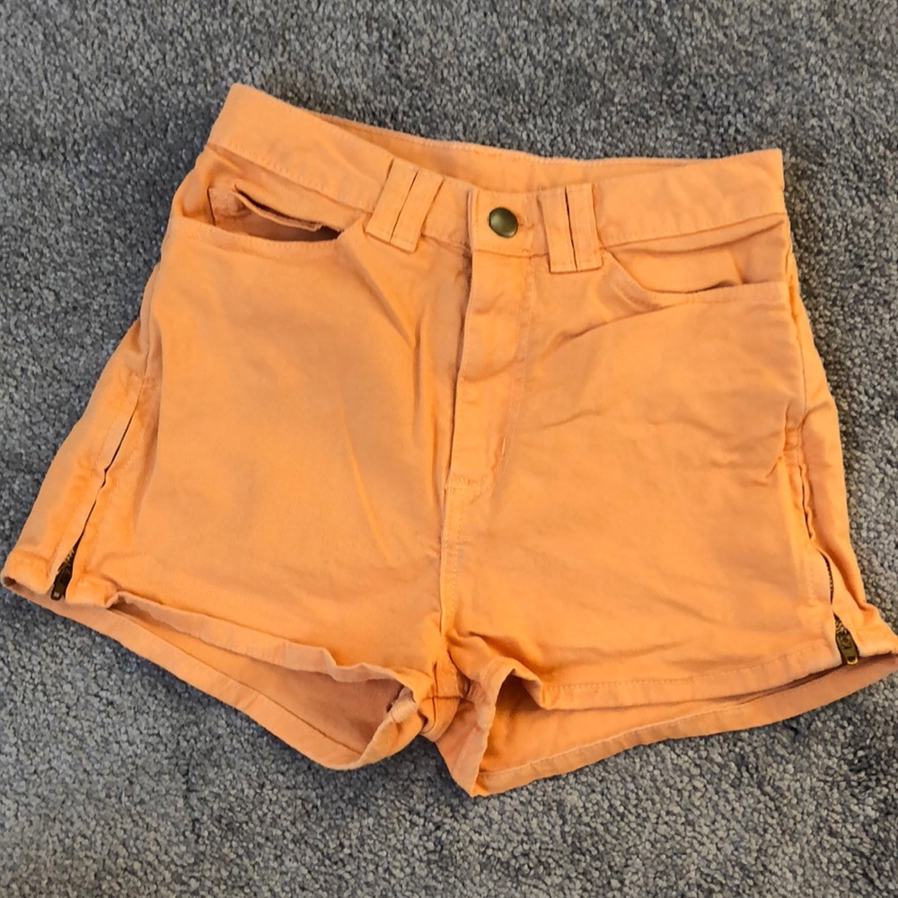American Apparel High Waist Side Zip Denim Shorts